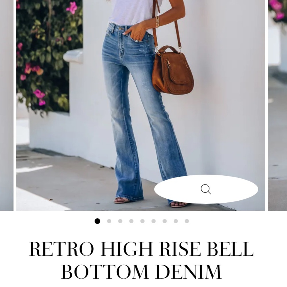 Retro High Rose Bell Bottom Denim